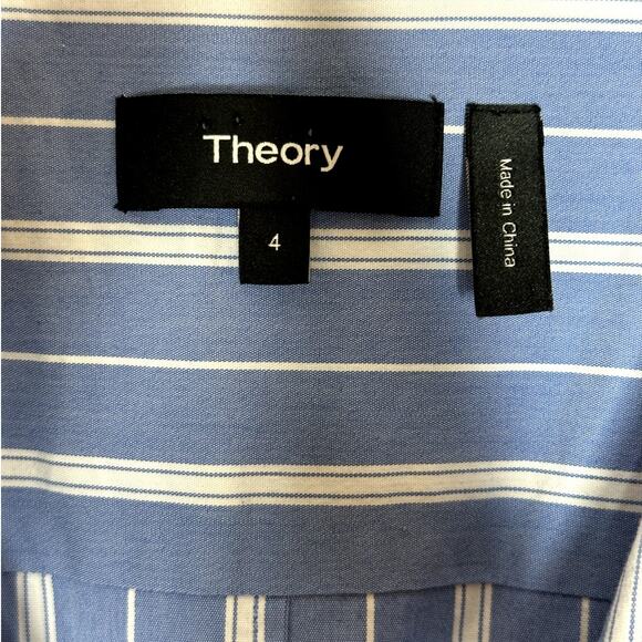 Theory Striped Blue and White Bow Tie Front Midi Sleeveless Modest Dress Size 4 - Picture 11 of 12